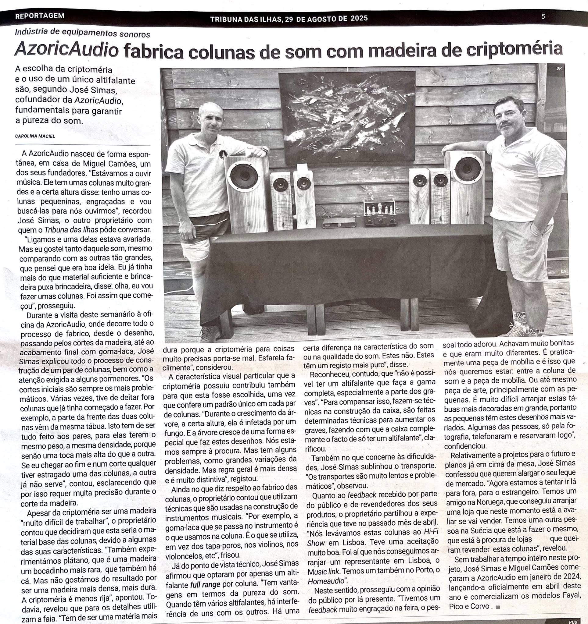 Featured in Tribuna das Ilhas & RTP-Açores